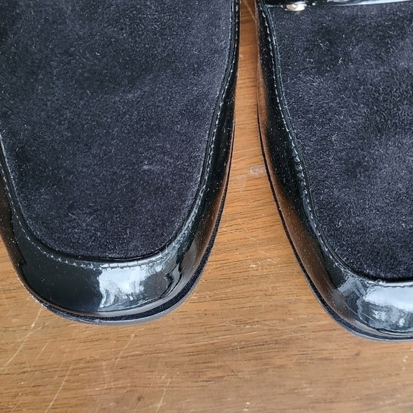 Newbark Melanie Mules Black Patent Leather Suede Loafers Slip Ons - Picture 6 of 14